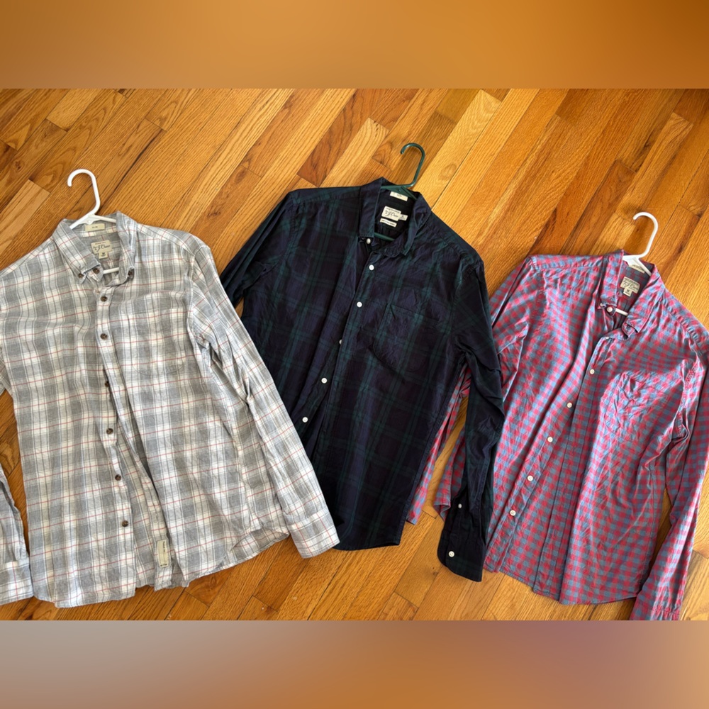 J. crew Bundle of Three Plaid Button-Up Shirts - Black, Red/Blue, Gray
